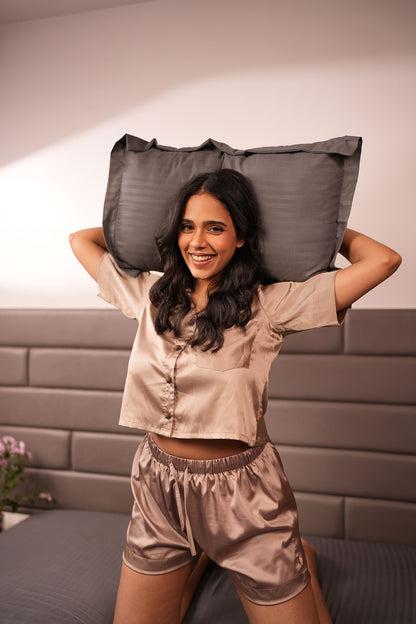 Bare Gold Cropped Button Down